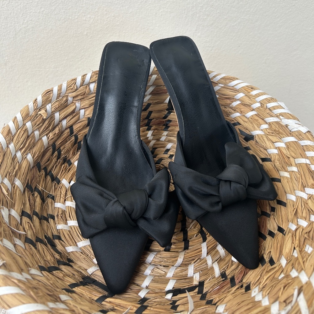 Black Kitten Heels with Bow